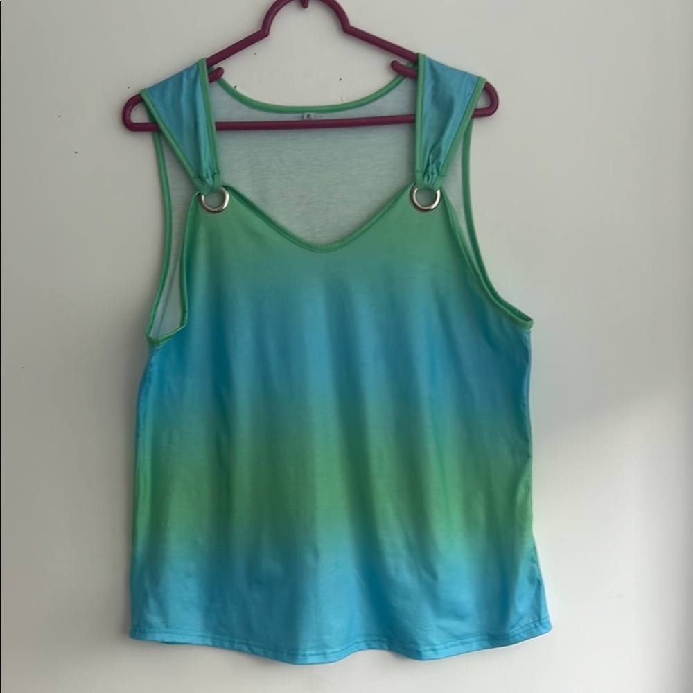 Blue and Green Women's Tank top size XL